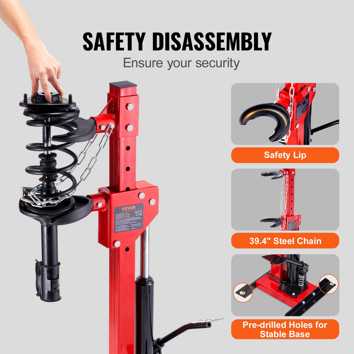 VEVOR Strut Spring Compressor, 4.5 Ton/4499.6 kg Hydraulic Jack Capacity, 1 Ton Rated Compression Force, Auto Strut Coil Spring Compressor Tool, Hydraulic Spring Compressor for Strut Spring Removing