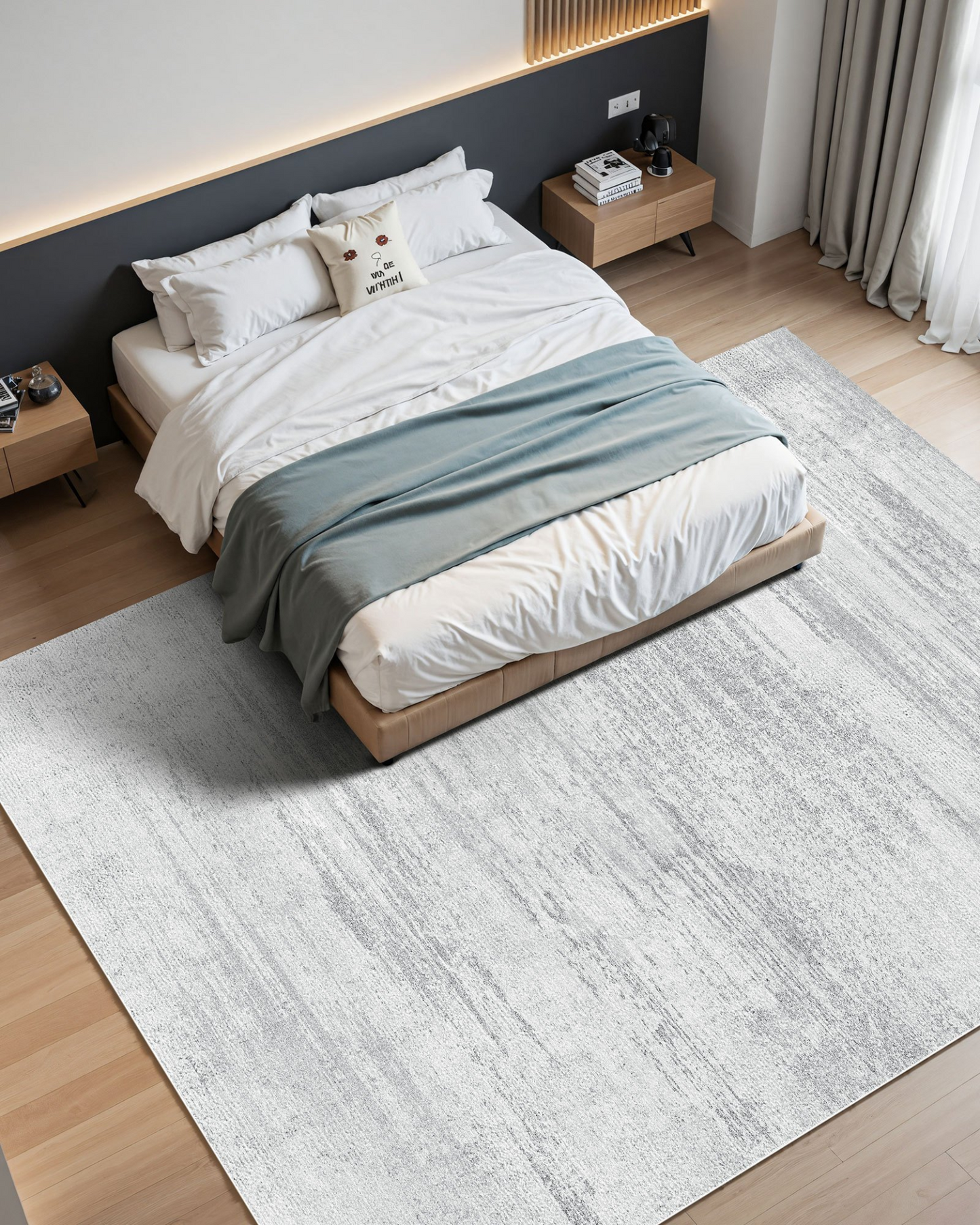 VEVOR Large Area Rug 10x14 ft Anti-Skid and Tear-Resistant Floor Mat Modern Gray