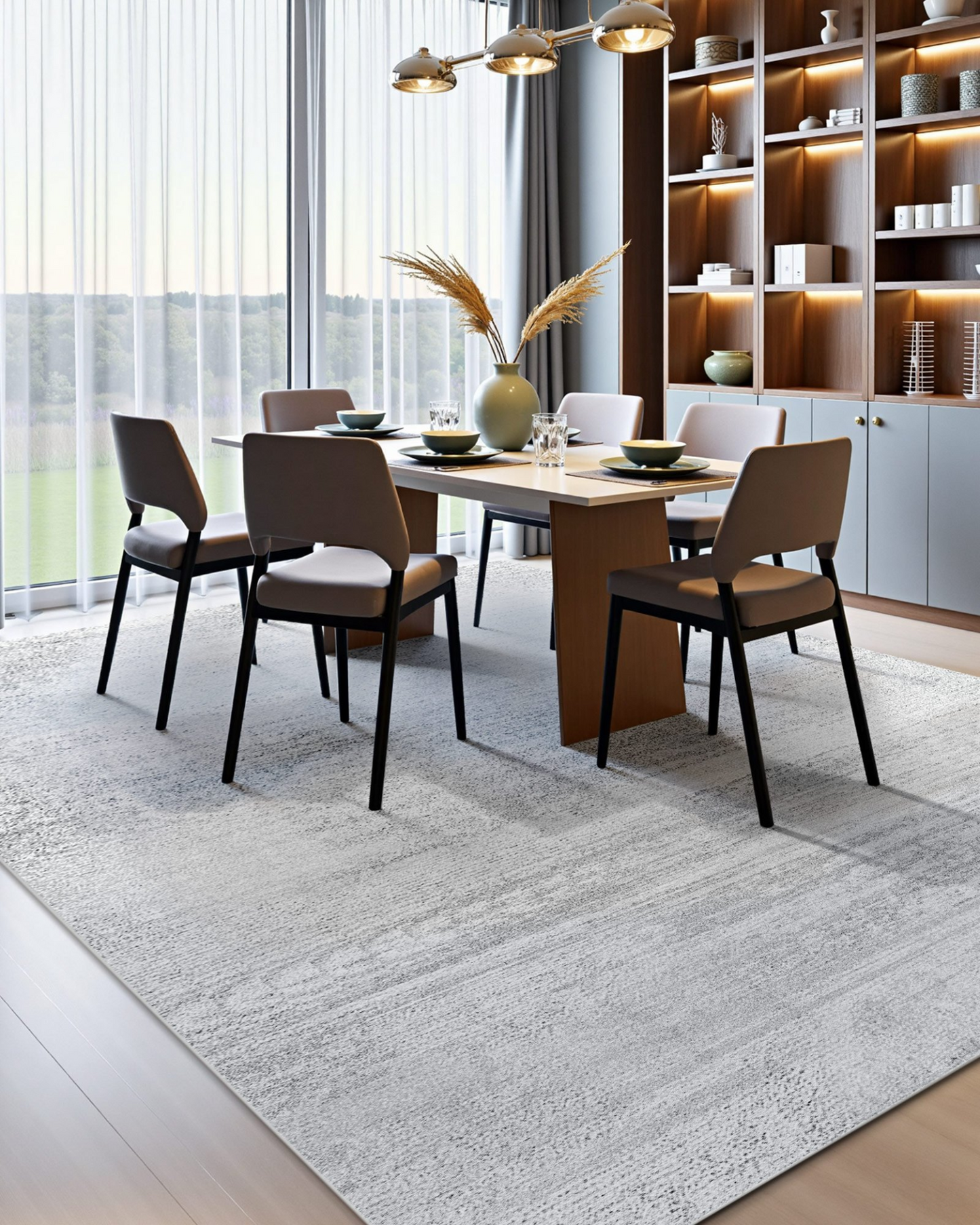 VEVOR Large Area Rug 10x14 ft Anti-Skid and Tear-Resistant Floor Mat Modern Gray