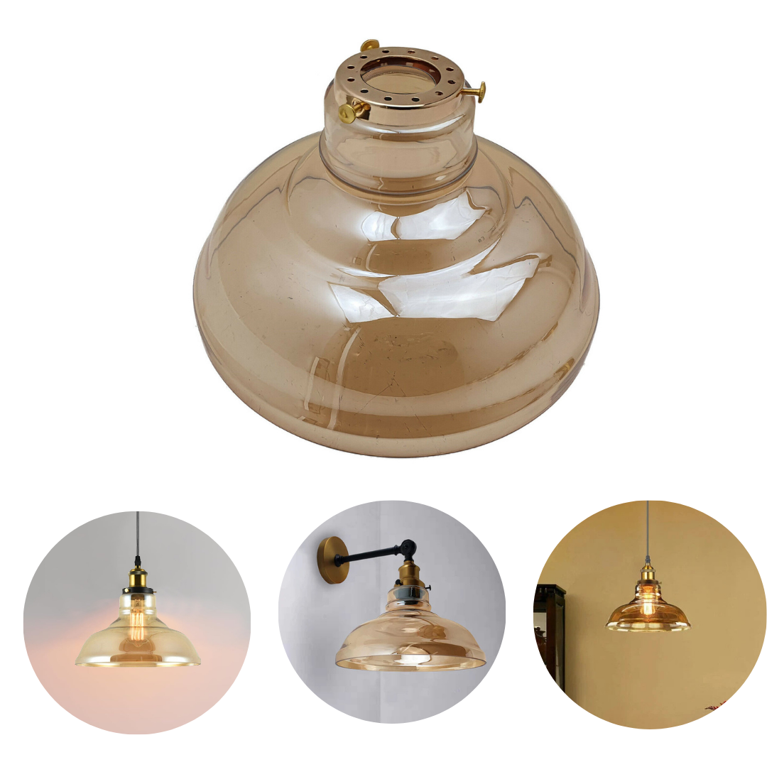 Vintage Lampshades Amber Glass Ceiling Pendant Light Retro Style~2178