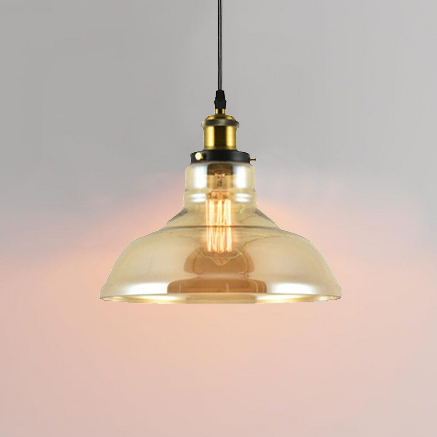 Vintage Lampshades Amber Glass Ceiling Pendant Light Retro Style~2178
