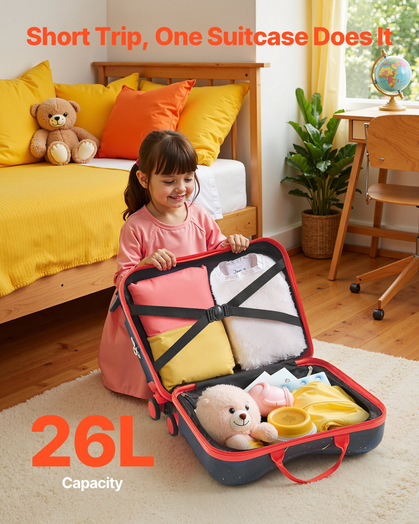 VEVOR Ride-on Luggage 18-inch Lightweight Kids Scooter Suitcase with Wheels