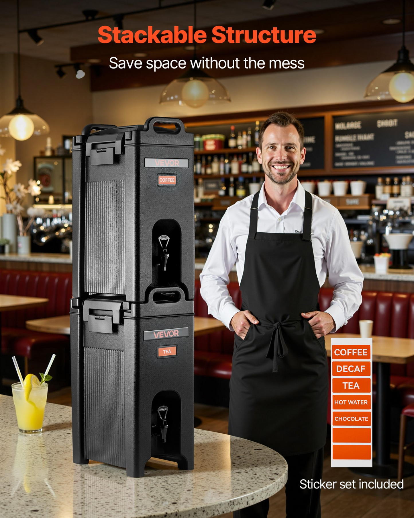 VEVOR Insulated Hot and Cold Beverage Dispenser 5Gal/19L Drink Server Pack of 2