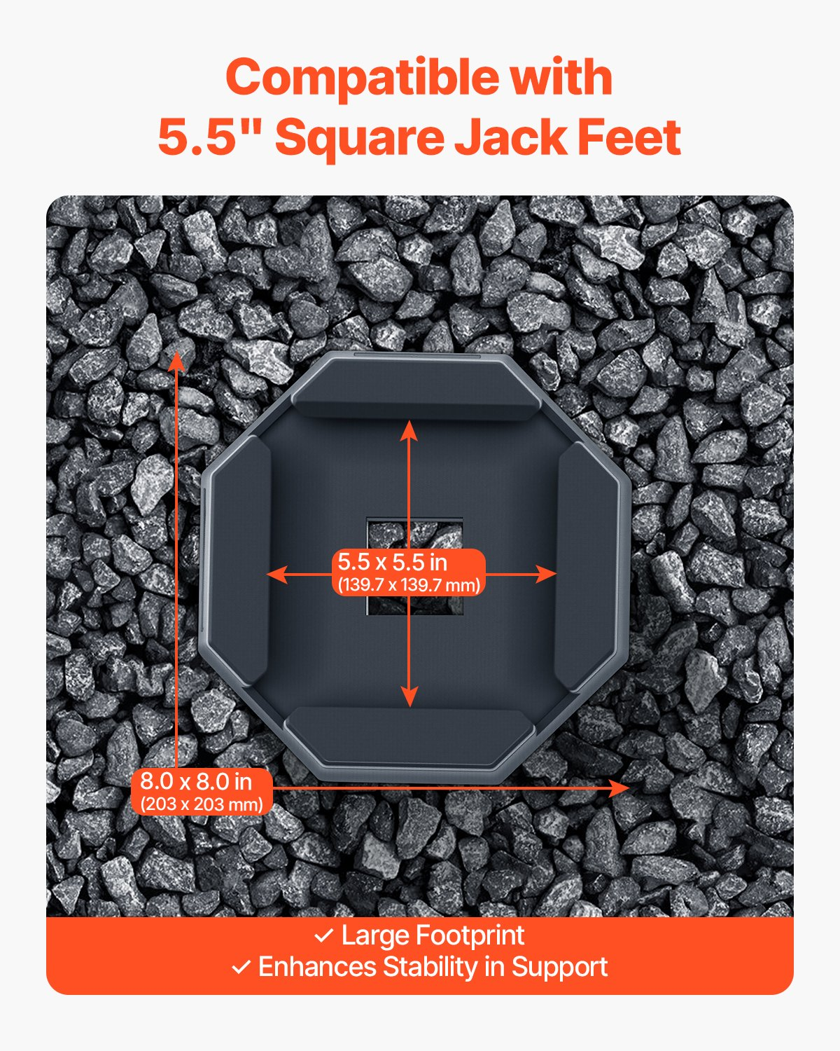 RV Leveling Pads 5000 lbs 4 Pcs Rubber Trailer Jack Pads 5.5" Square Feet