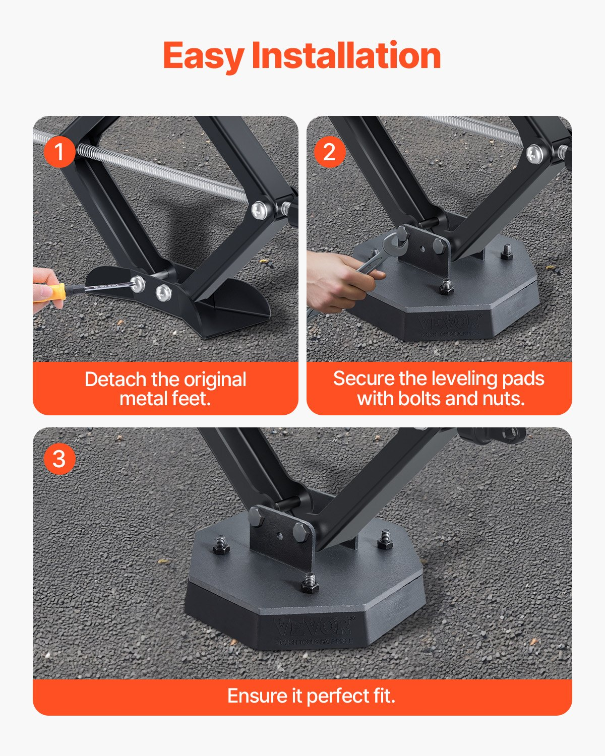 RV Leveling Pads 5000 lbs 4 Pcs Rubber Trailer Jack Pads Scissor Jack Feet