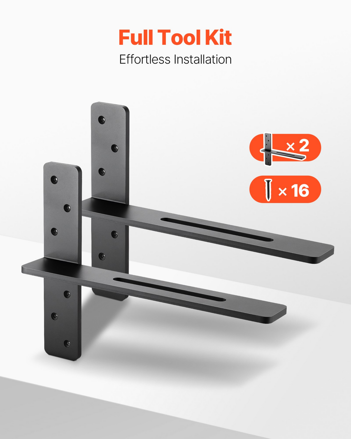 VEVOR 2 Pcs Shelf Brackets 16 inch / 406.4 mm Heavy Duty Floating Shelf Brackets