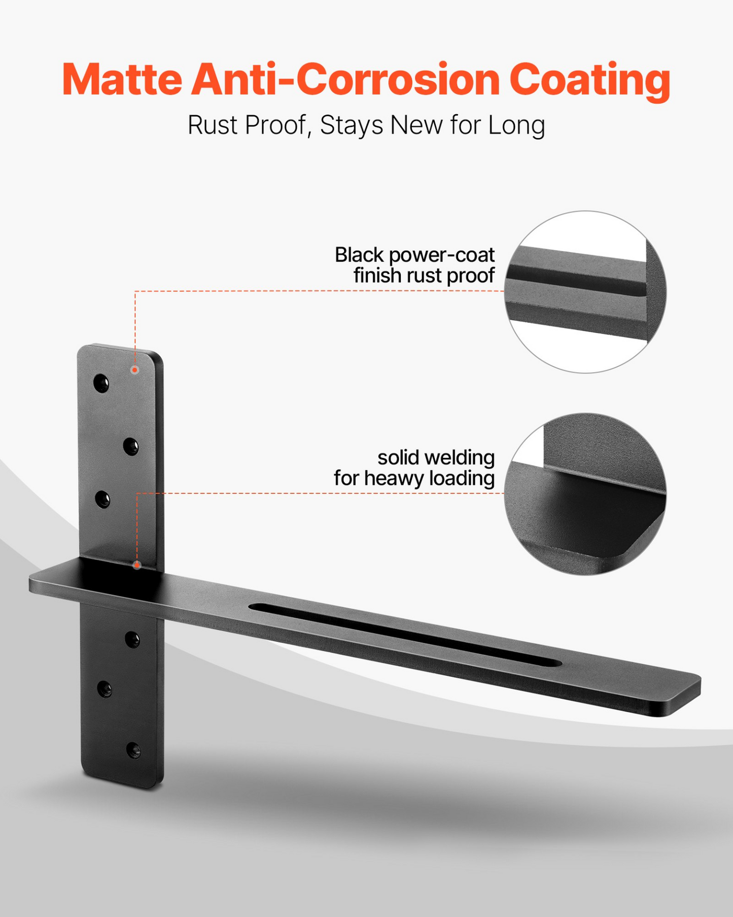 VEVOR 2 Pcs Shelf Brackets 18 inch / 457.2 mm Heavy Duty Floating Shelf Brackets