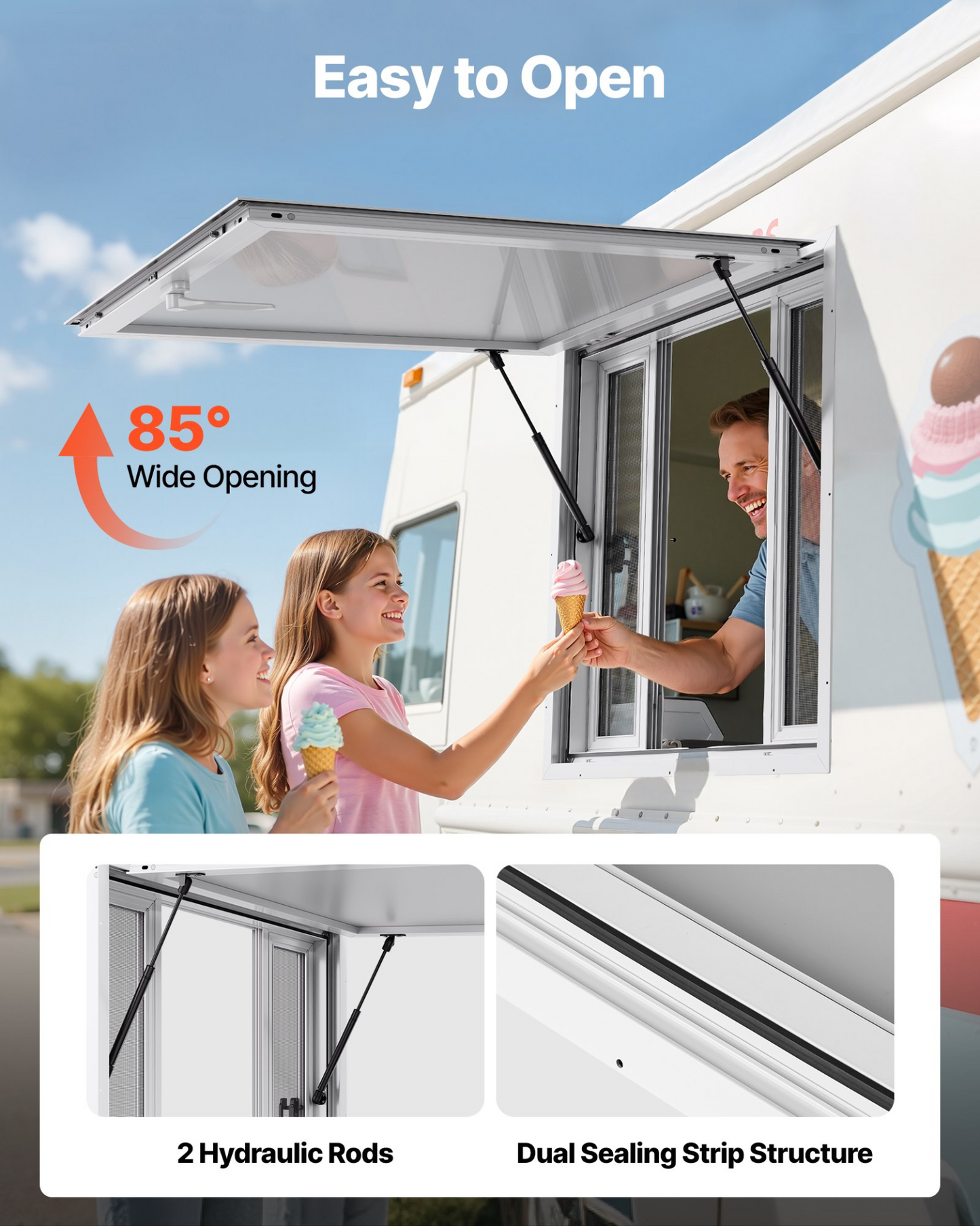 VEVOR 92x92 cm Concession Stand Serving Window Food Truck Service Awning