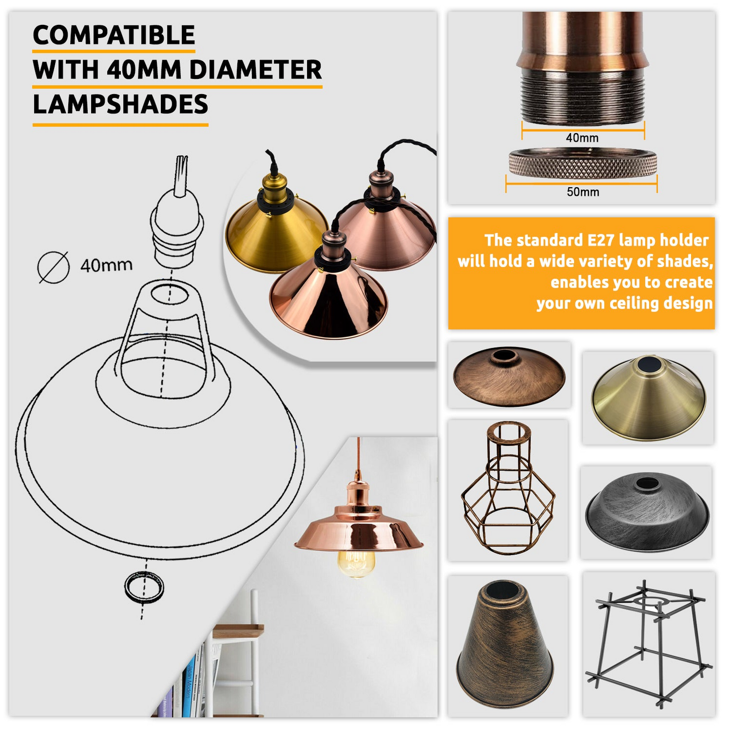 Vintage White Metal Ceiling Fitting Black &White Round Braided Flex 2m E27 Lamp Holder Pendant Light~3819