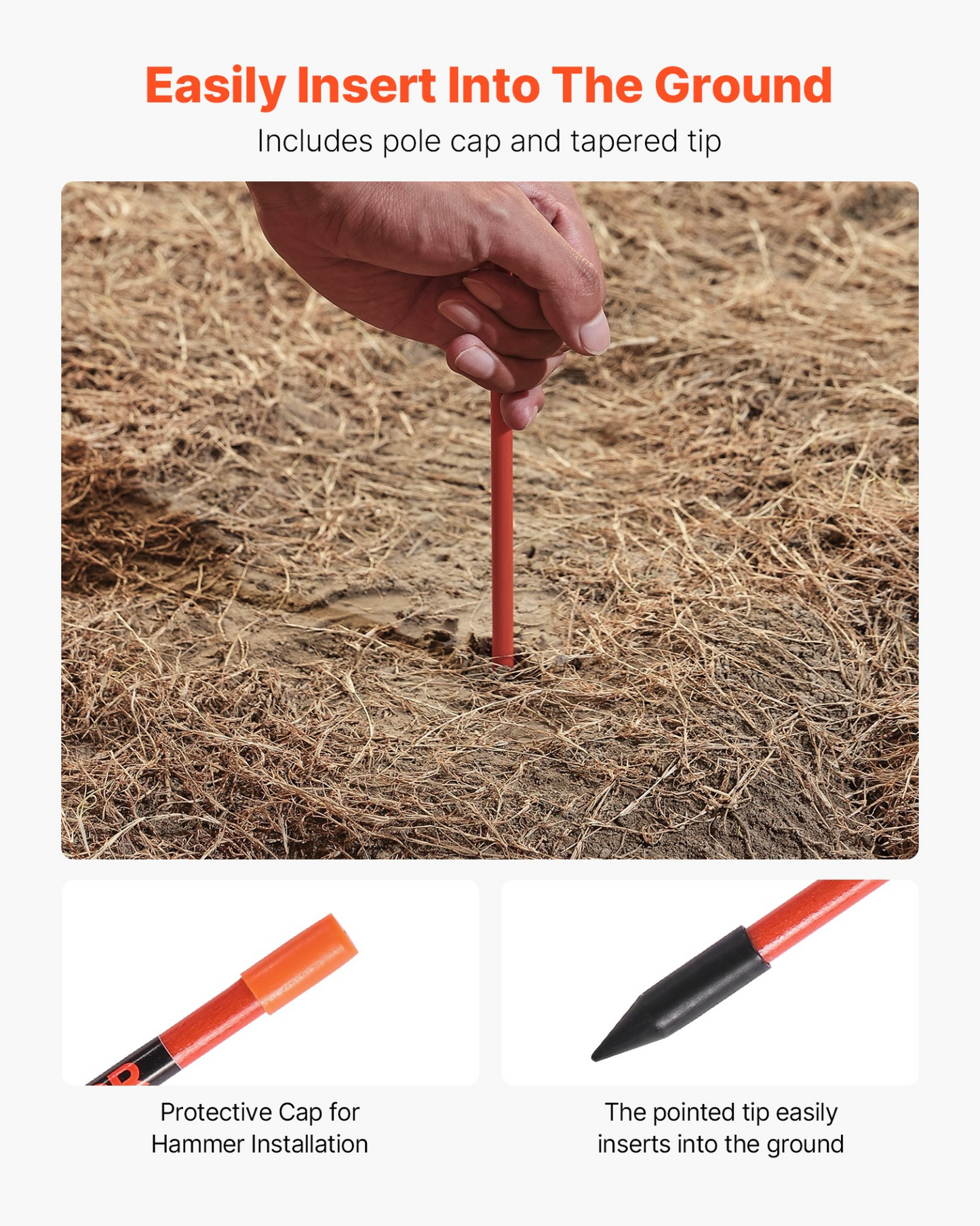 VEVOR 20Pcs Reflective Driveway Markers 5/16" Dia 58 in Snow Stakes Reflectors