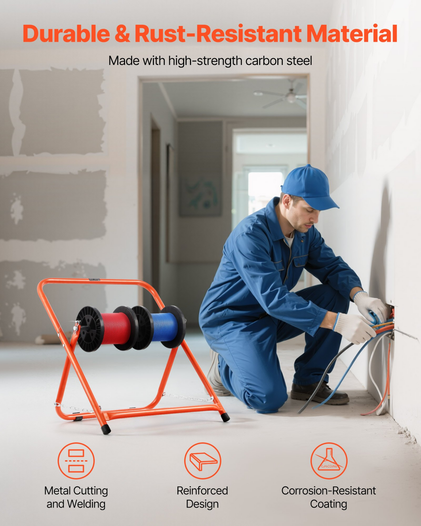 VEVOR Foldable Wire Spool Rack Heavy Duty Cable Caddy Electrical Industrial
