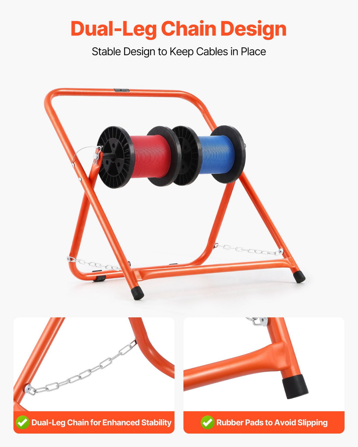 VEVOR Foldable Wire Spool Rack Heavy Duty Cable Caddy Electrical Industrial