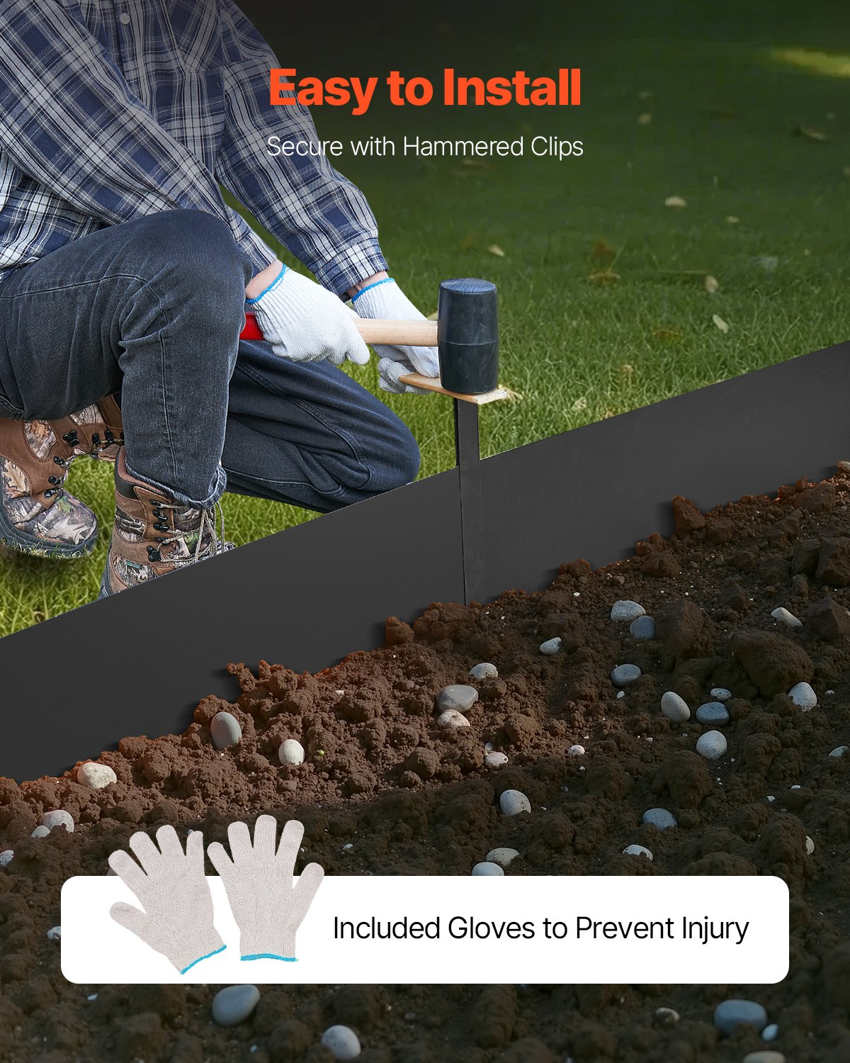 VEVOR Steel Landscape Edging 3 Packs 40 x 8 in Rust-Resistant Pathway Divider