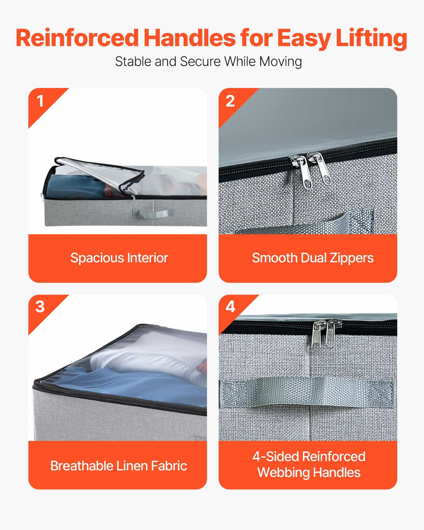 VEVOR Under Bed Storage 45L Stackable Shoe Organization Box with Clear Lid 2Pack