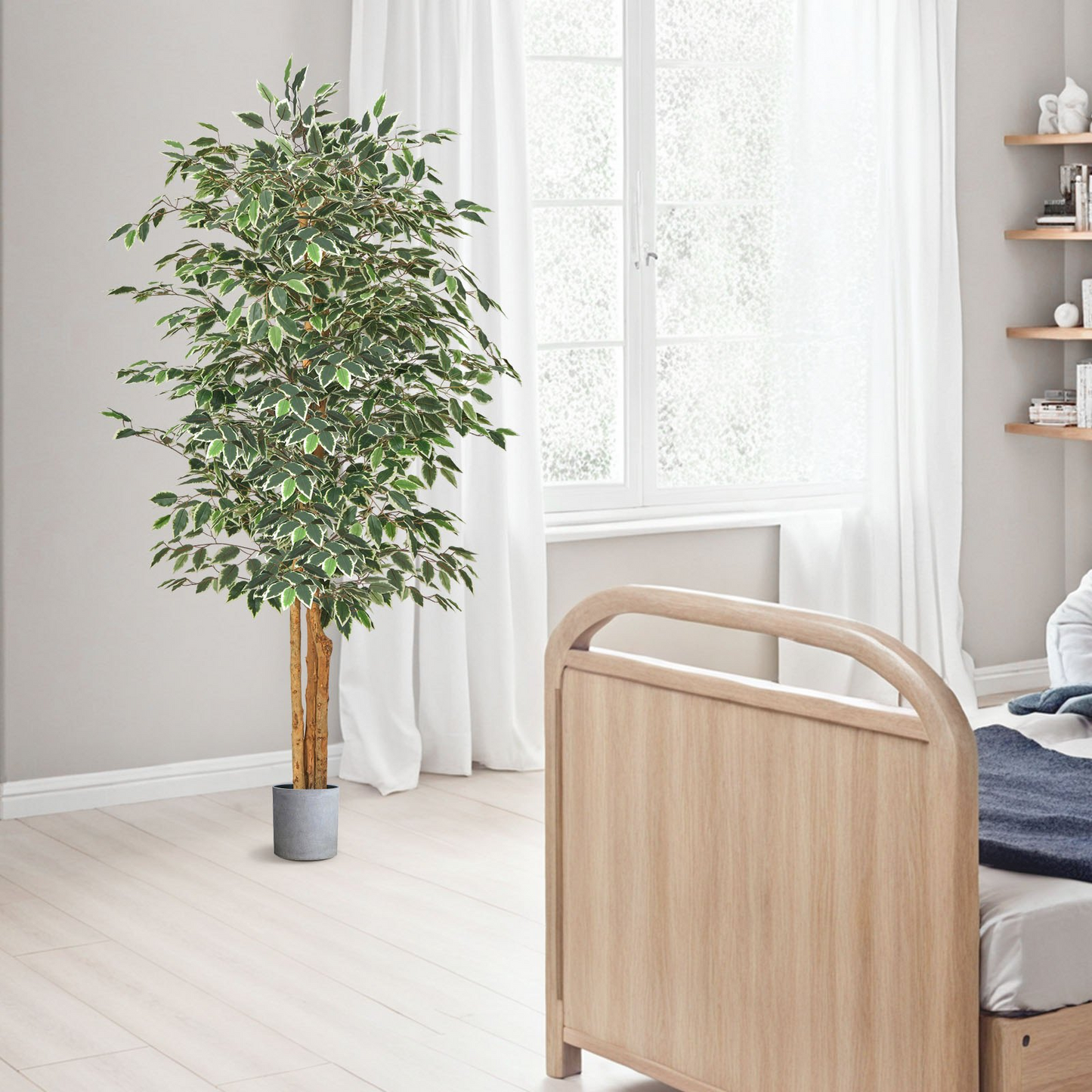 VEVOR 180cm Artificial Ficus Tree Tall Faux Plant with Pot for Indoor Decor