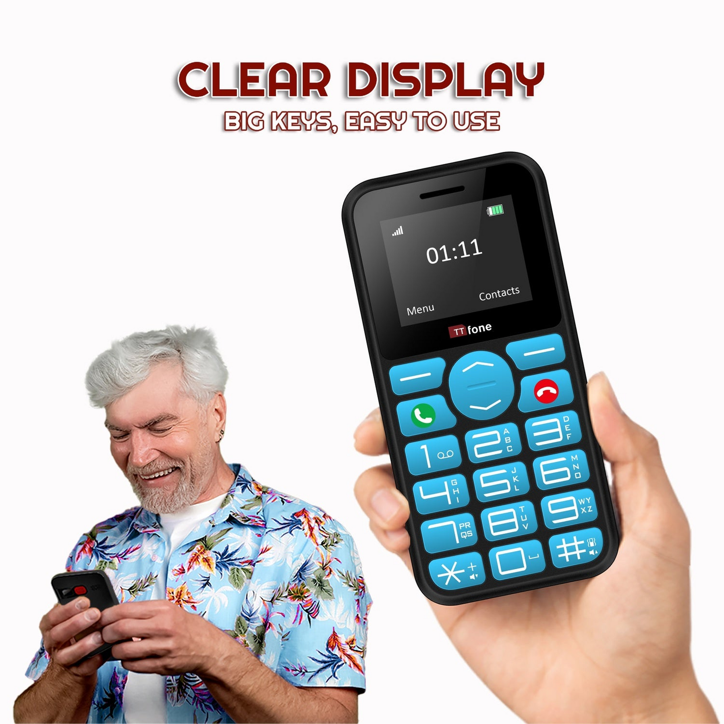 TTfone TT190 with Dock Charger Simple Mobile Phones for Seniors with Giffgaff SIM