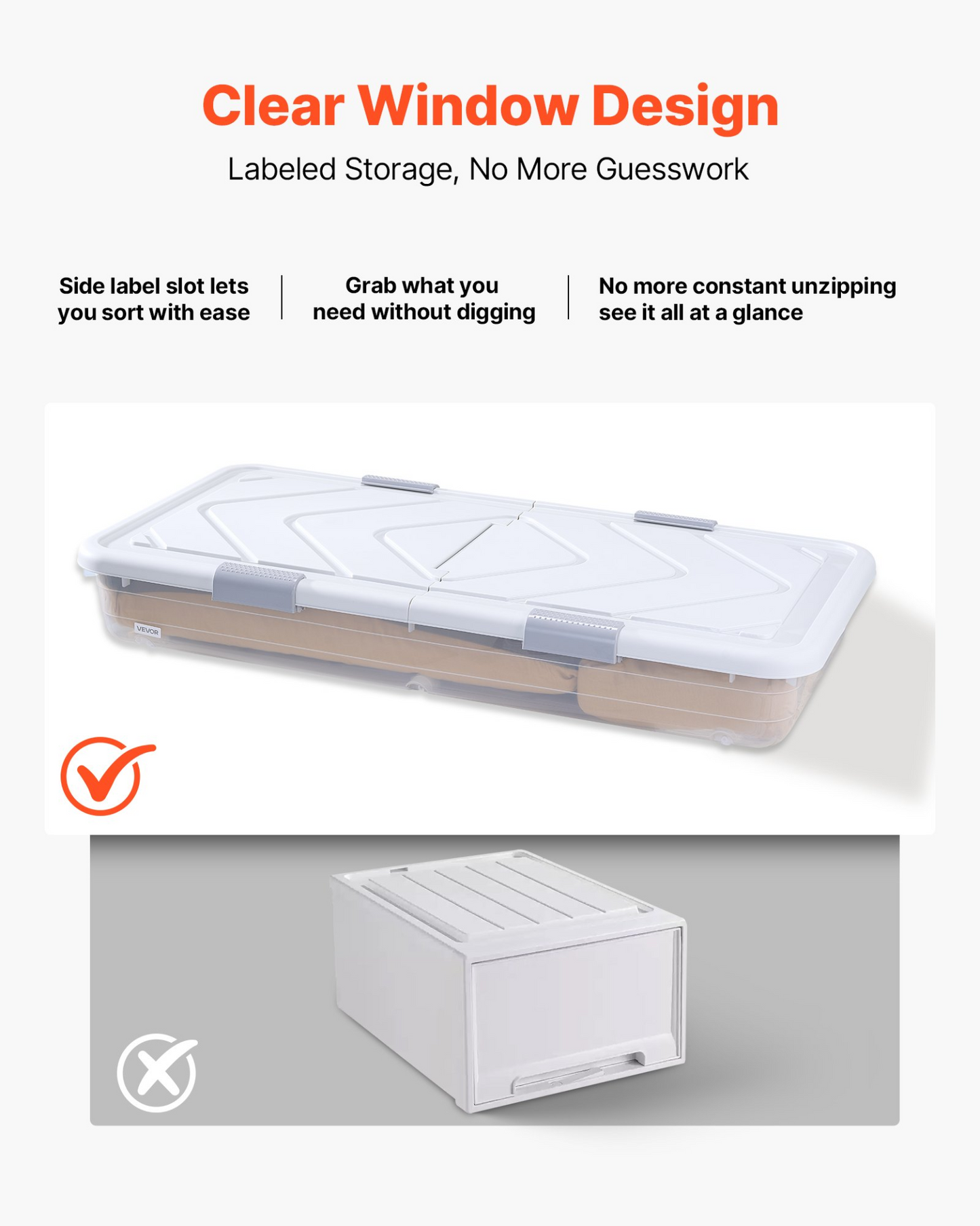 VEVOR Under Bed Storage with Wheels 31.7x15.6x6.9 In Rolling Storage Bags 4 Pack
