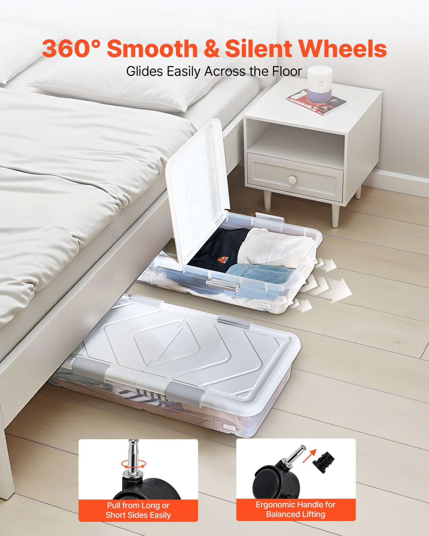 VEVOR Under Bed Storage with Wheels 39.8x20.1x5.9 In Rolling Storage Bags 2 Pack