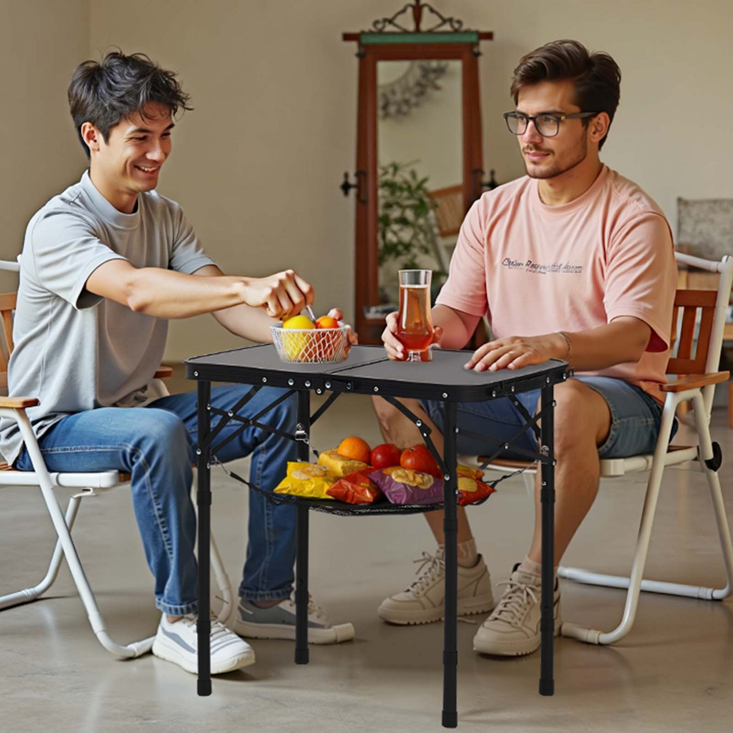 VEVOR 60cm Folding Portable Camping Table Aluminum Picnic Table Indoor Outdoor