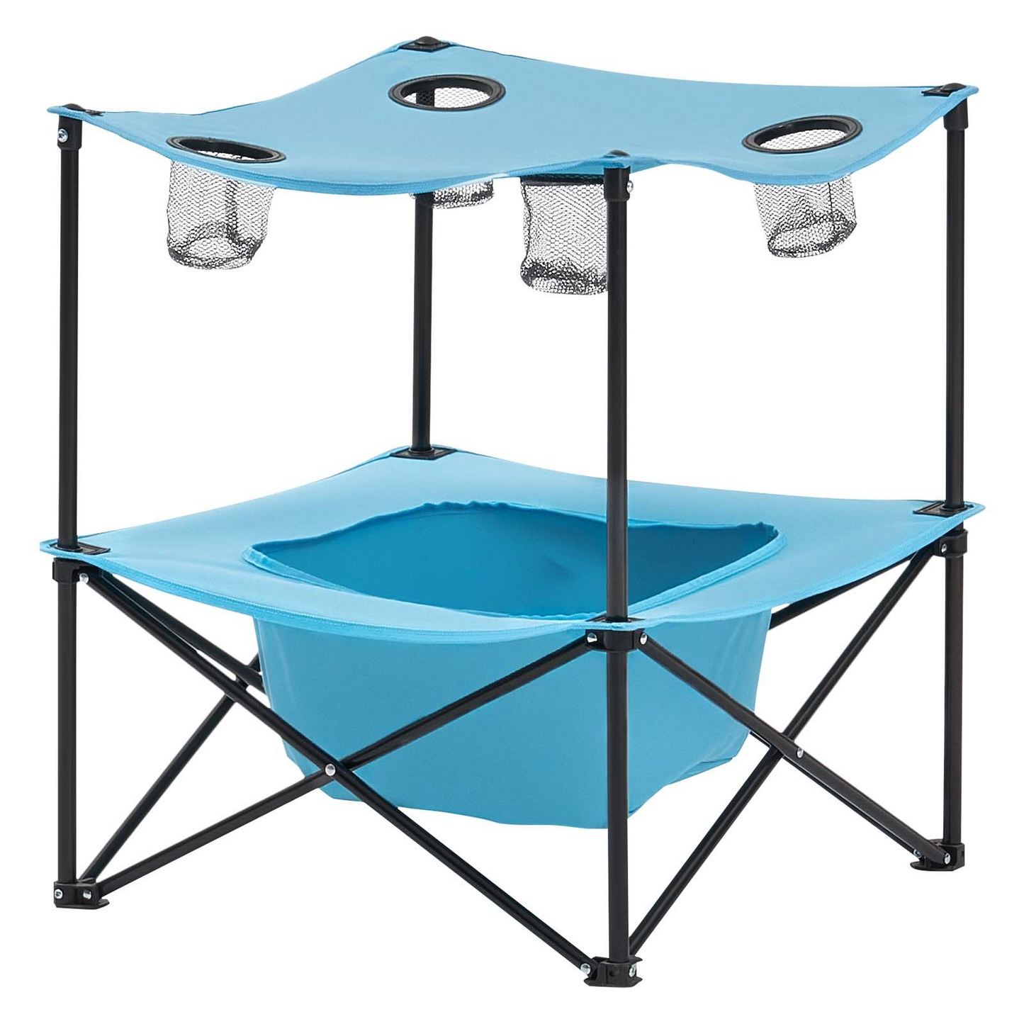 VEVOR Folding Portable Camping Table Oxford Outdoor SquareTable 4 Cup Holders