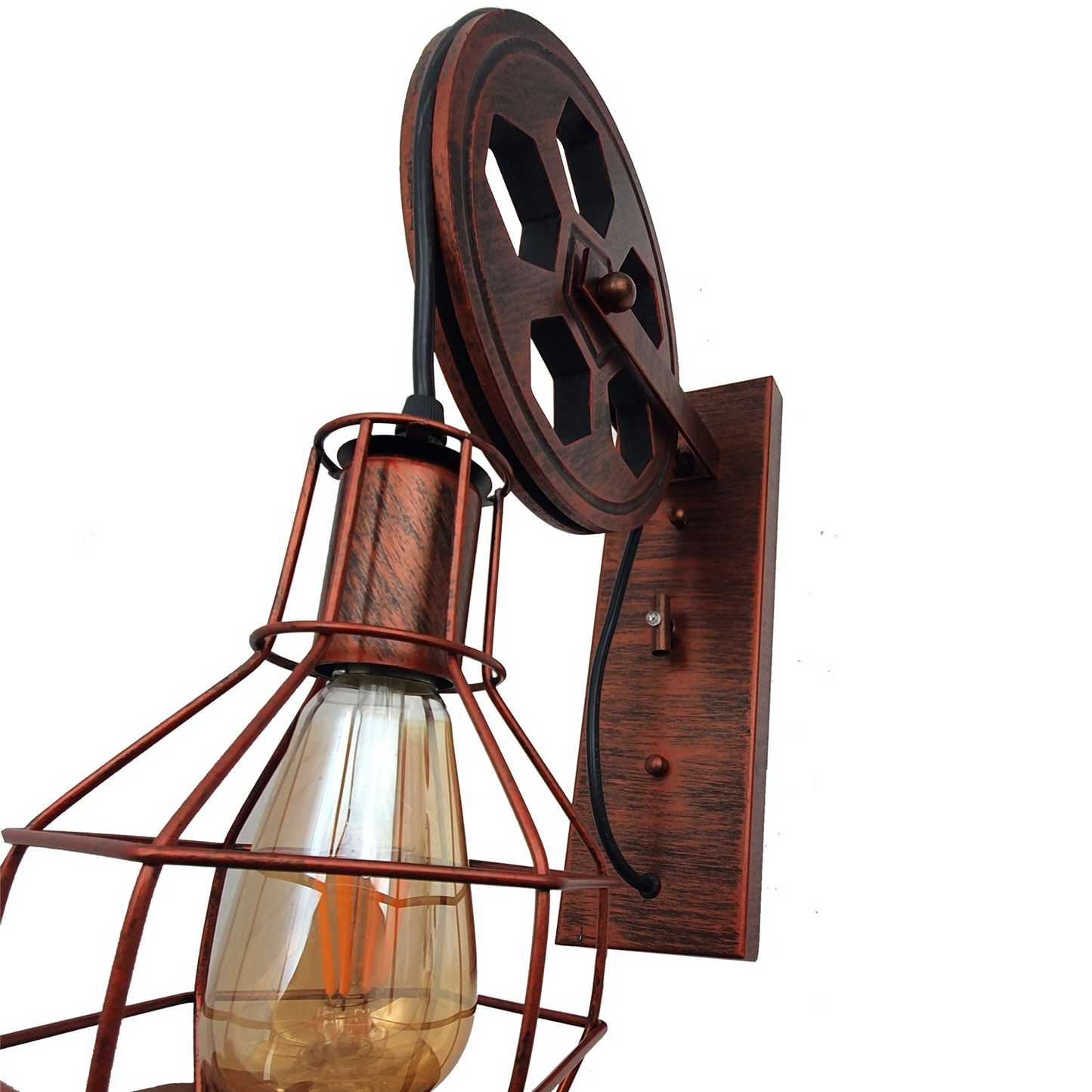 Retro Vintage Pulley Light Shade Wheel Ceiling Lifting Industrial UK~2690