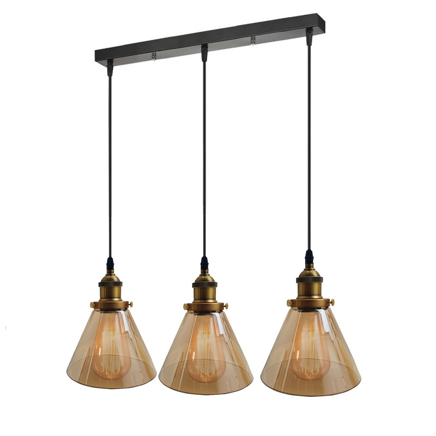 Industrial Retro Pendant Light Suspended Cluster Lights Style Glass Lamp Shade~2605