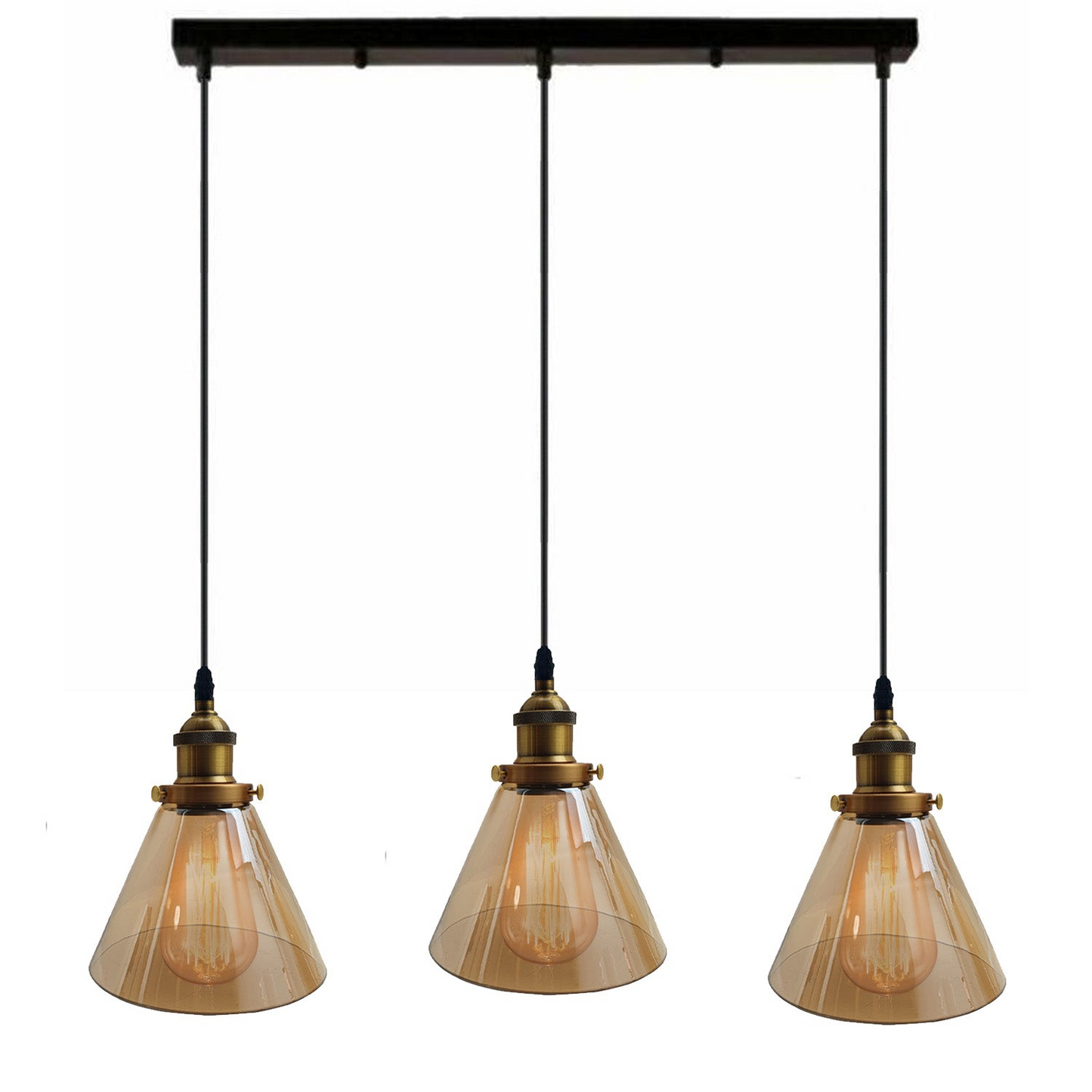 Industrial Retro Pendant Light Suspended Cluster Lights Style Glass Lamp Shade~2605