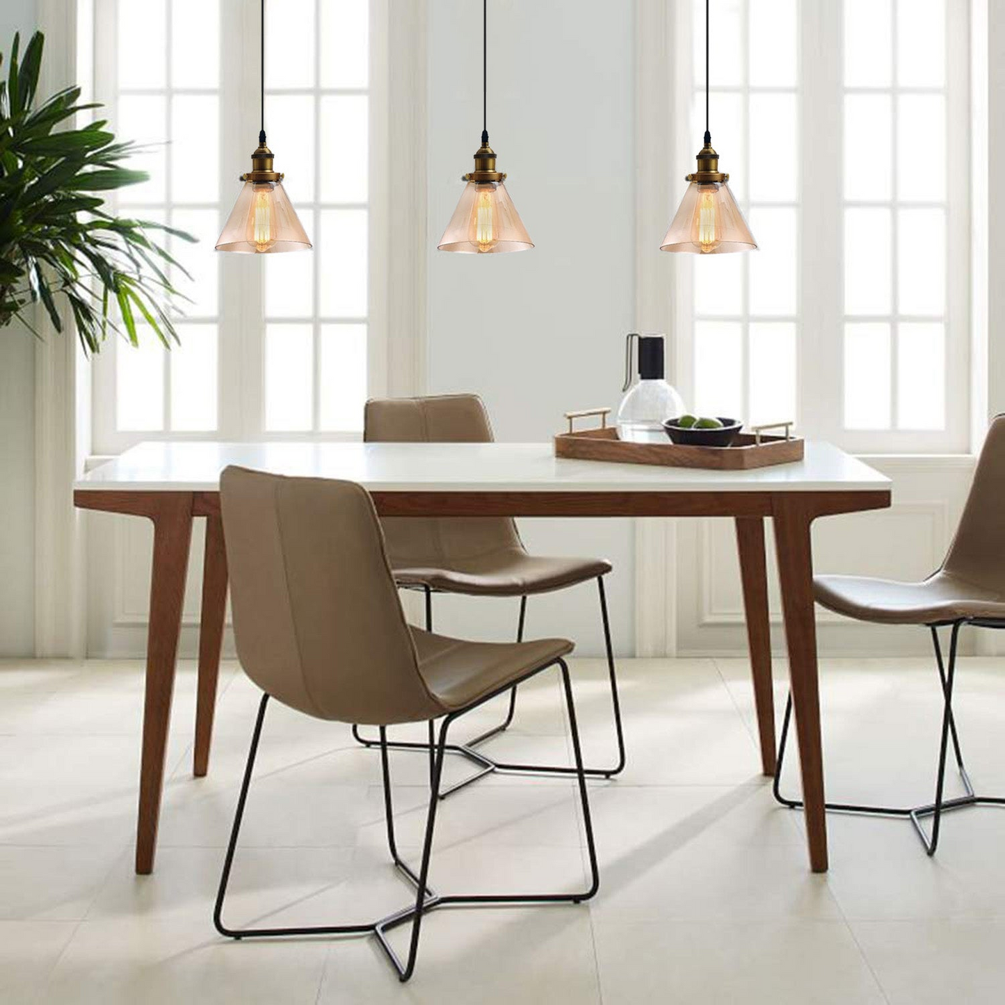 Industrial Retro Pendant Light Suspended Cluster Lights Style Glass Lamp Shade~2605