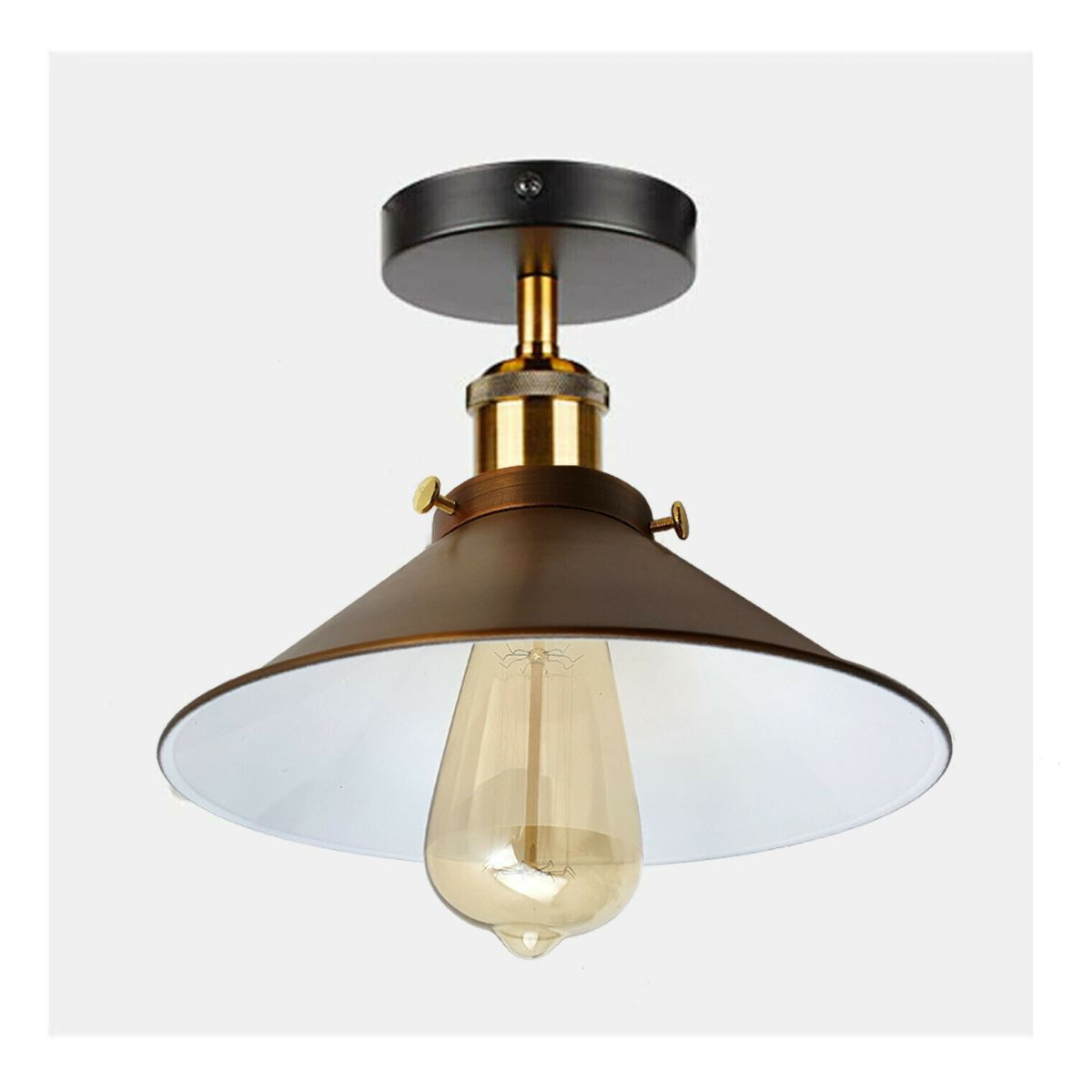 Vintage Industrial Ceiling Lights Retro Yellow Brass Shade Pendant Sconce Lamp~2598