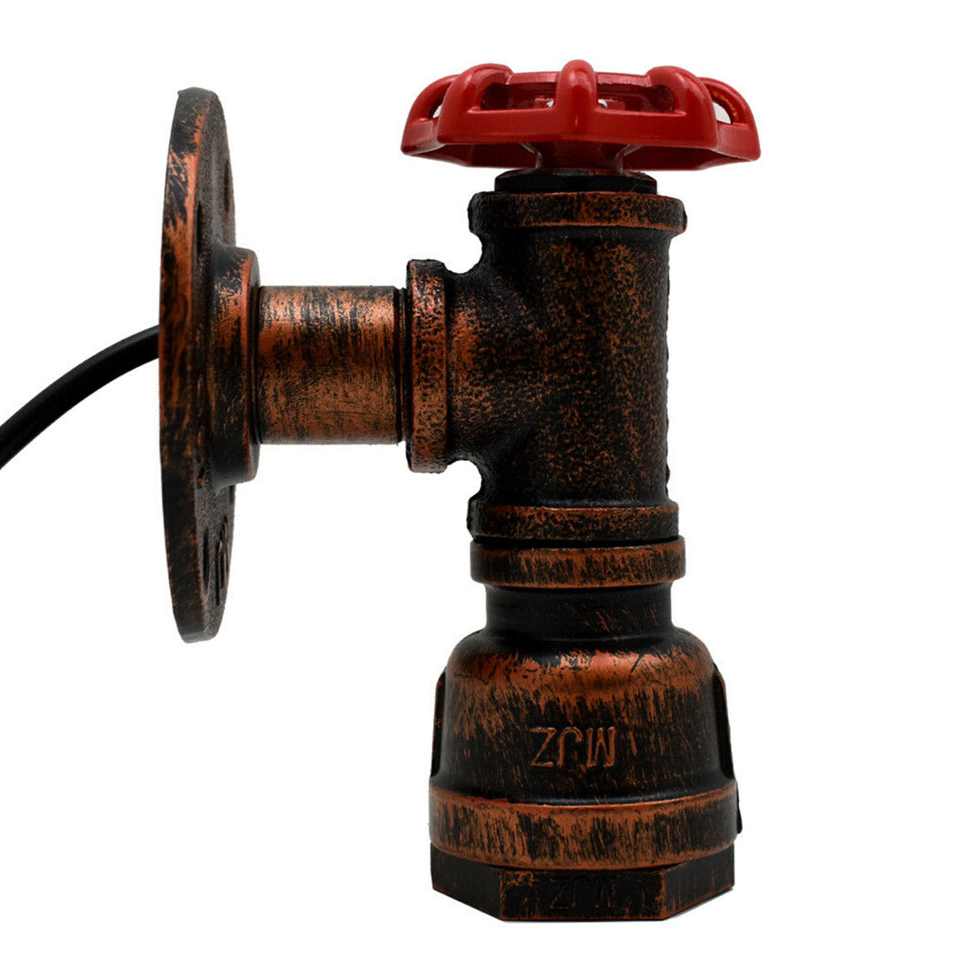 Vintage Rustic Red Metal Water Pipe Wall Sconce Light Holder with Wheel~2068