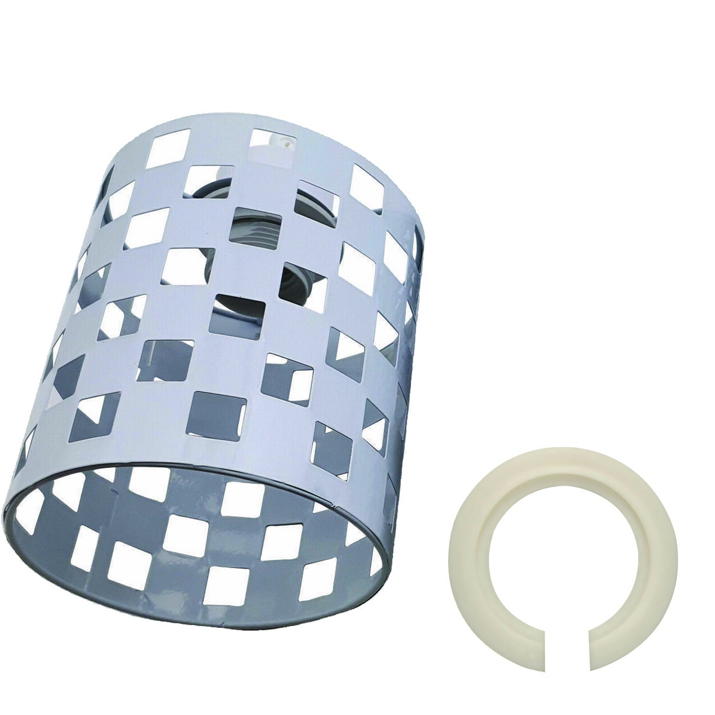Easy Fit Metal White Pattern Vintage Drum Lampshade Cage~2000