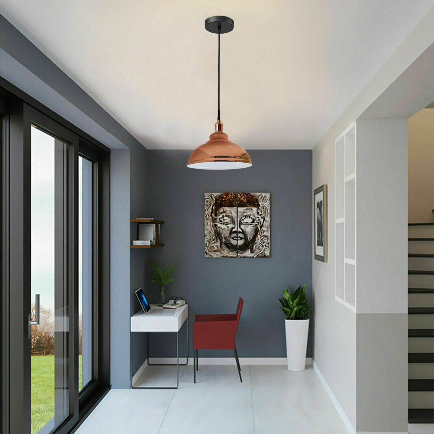 Metal Pendant Light - Rose Gold, E27 Base ~1932