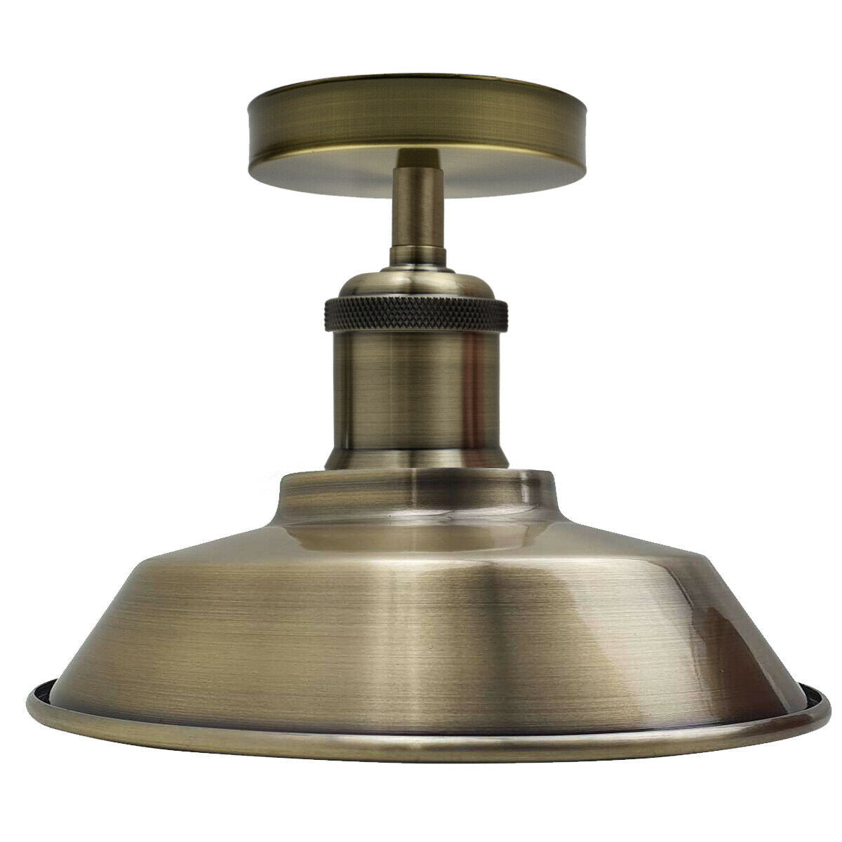Ceiling Light Retro Flush Mount Ceiling Barn Slotted Lamp Shade Fitting Green Brass E27 holder uk~1926