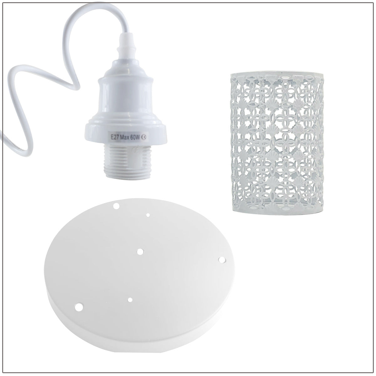 4 Out Let White Set Adjustable Hanging Pendant Ceiling Light E27 Base~1593