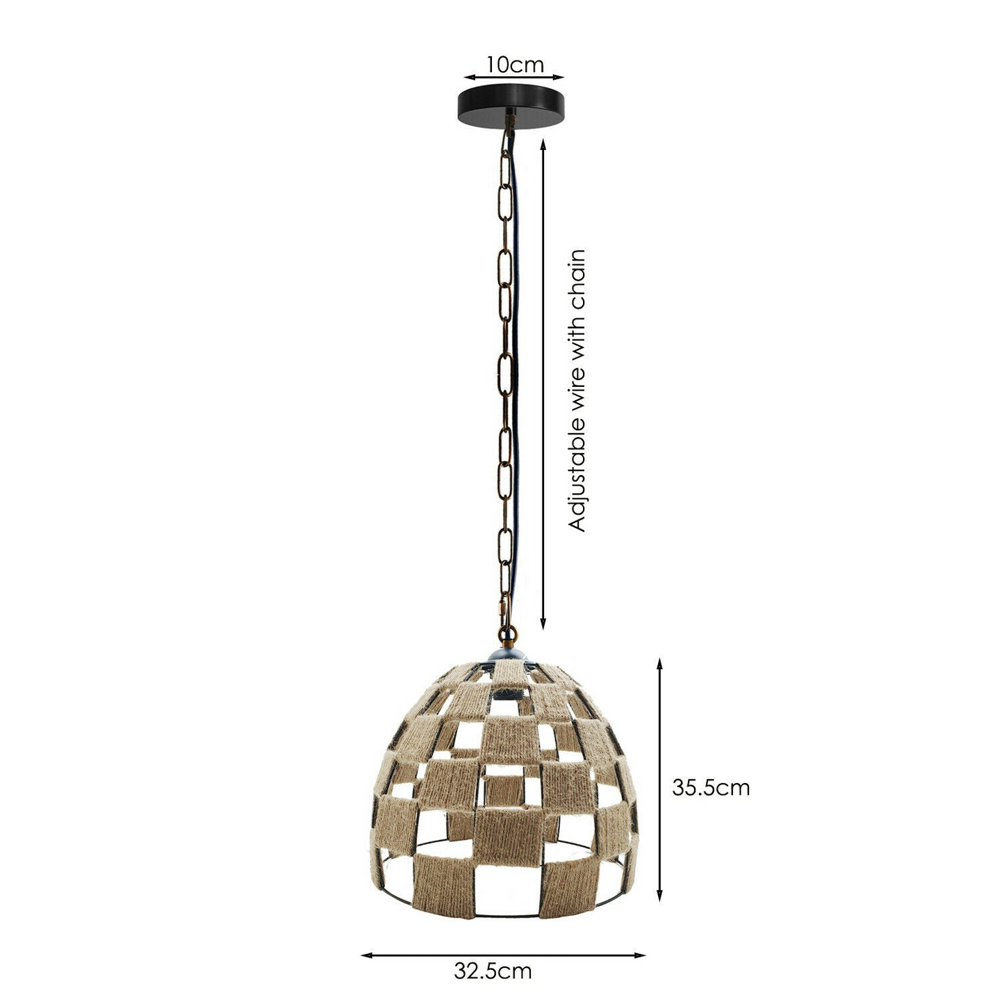 Dome Shape Ceiling Pendant Light Hemp Rope Hanging Light E27 Lamp Shade~1535