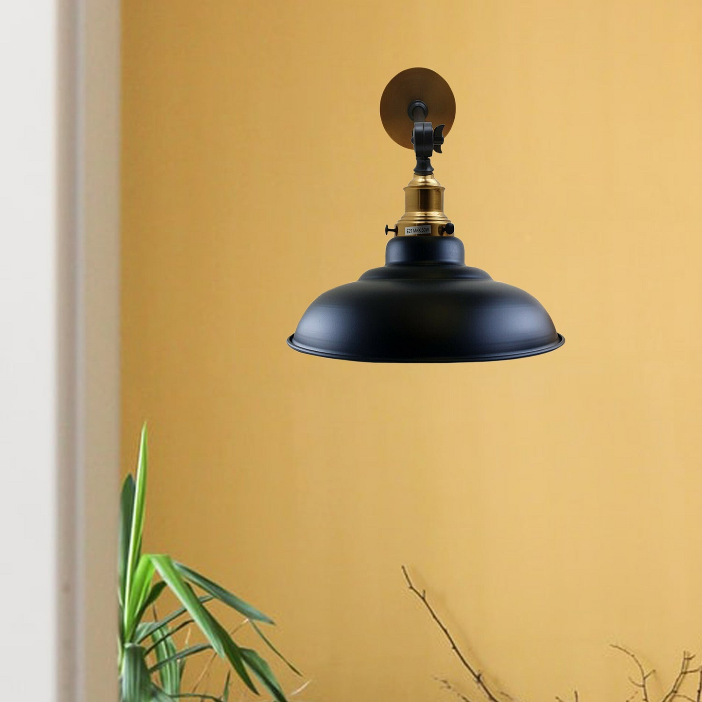 Black Shade With Adjustable Curvy Swing Arm Wall Light Fixture Loft Style Industrial Wall Sconce~3462