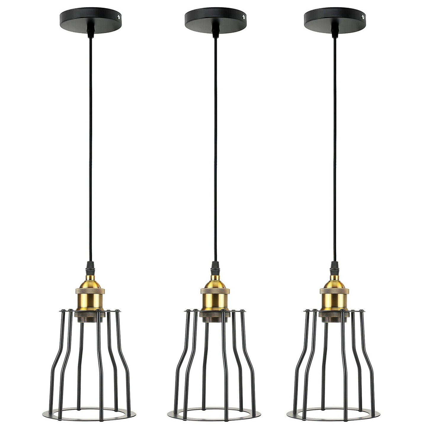 3 Pack Vintage Industrial Modern Retro Loft Cage Ceiling Lamp Cage Pendant Lights~3561