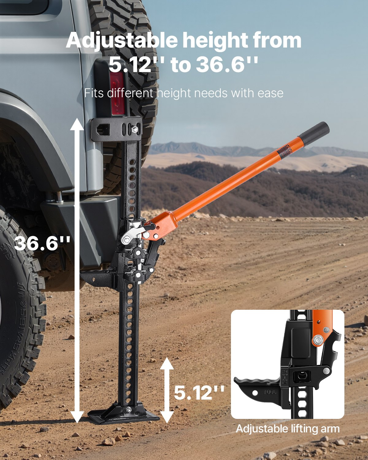 VEVOR 107.5cm Off Road Farm Jack Hoist 3.18 T High Lift Tractor Vehicle's Winch