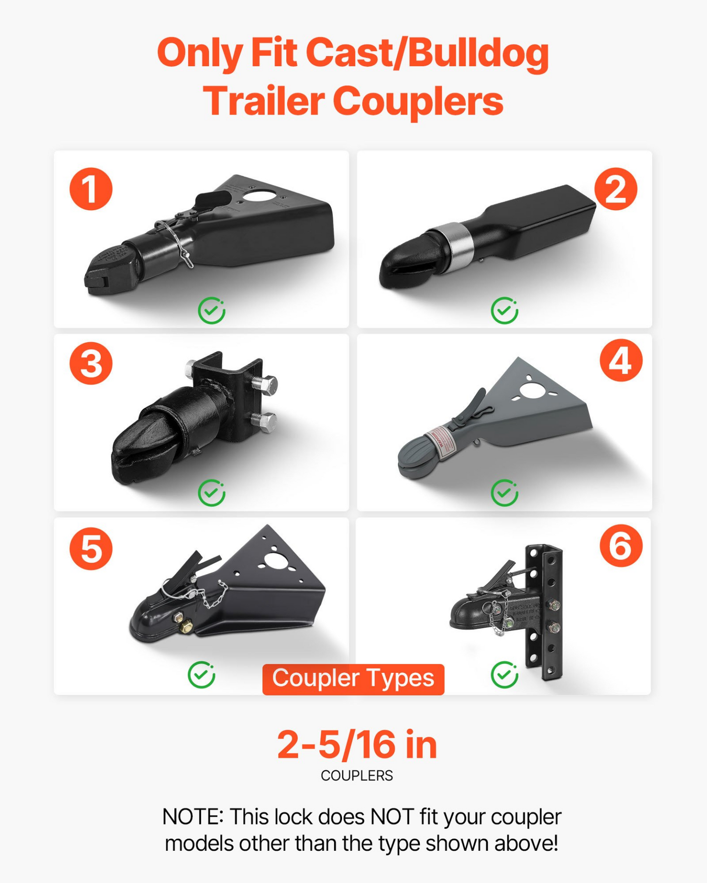 VEVOR Trailer Coupler Lock, Fits 2-5/16-Inch Cast/Bulldog Trailer Couplers, Heavy Duty Trailer Hitch Lock with 3 Keys, Corrision-resistant, Anti-Theft Coupler Ball Locks for RV, Trailer, Boat, Black