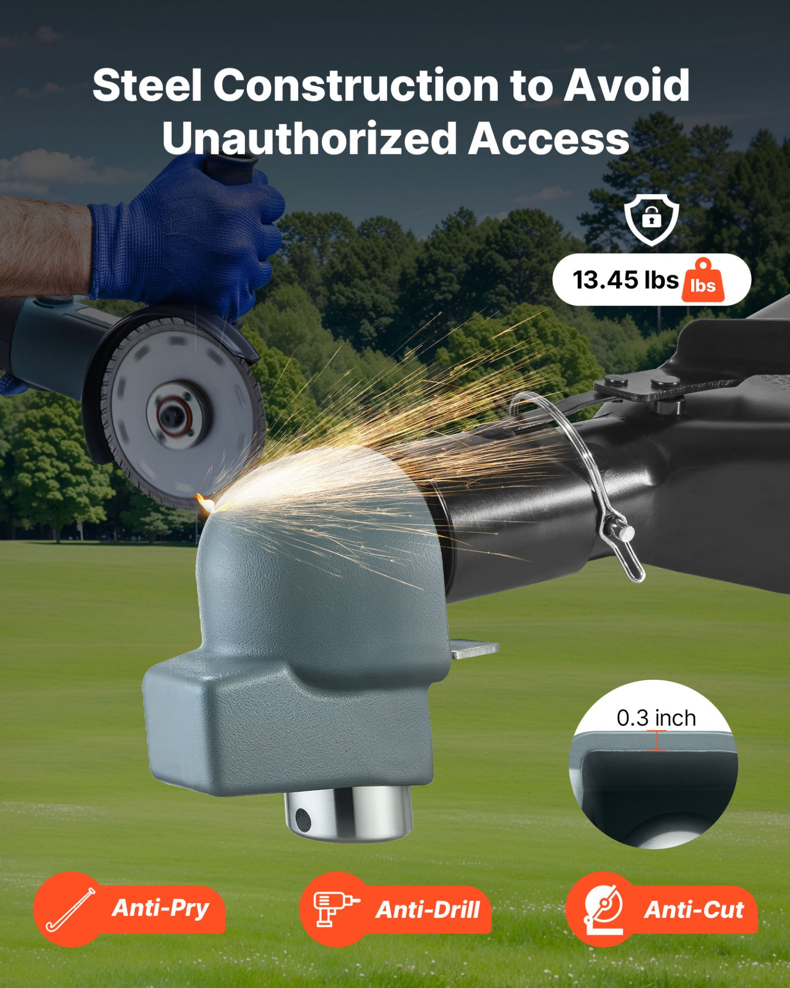 VEVOR Trailer Coupler Lock, Fits 2-5/16-Inch Cast/Bulldog Trailer Couplers, Heavy Duty Trailer Hitch Lock with 3 Keys, Corrision-resistant, Anti-Theft Coupler Ball Locks for RV, Trailer, Boat, Black