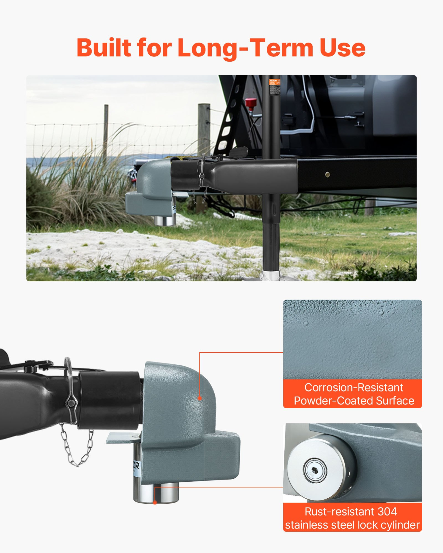 VEVOR Trailer Coupler Lock, Fits 2-5/16-Inch Cast/Bulldog Trailer Couplers, Heavy Duty Trailer Hitch Lock with 3 Keys, Corrision-resistant, Anti-Theft Coupler Ball Locks for RV, Trailer, Boat, Black