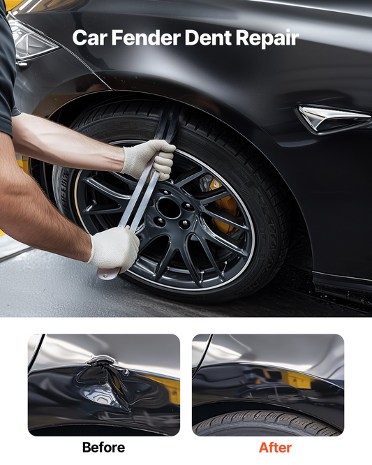 VEVOR Dent Puller Kit, Paintless Car Dent Removal Tool, Auto Fender Damage Repair Puller Lifter with Curved Rod, Crowbar, Rubber Hammer, Airbag, Detachable & Repair Pens, Replacement Heads Tools Kit