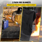 VEVOR Fire Blankets, 2 Pack Welding Blankets, 6' x 10' Fire Suppression Blanket, 1022 °F Flame Retardant Blanket, Black Fire Emergency Blankets, Fiberglass Fire Retardant Blanket with 8 Brass Gromme