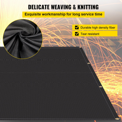 VEVOR Fire Blankets, 2 Pack Welding Blankets, 6' x 10' Fire Suppression Blanket, 1022 °F Flame Retardant Blanket, Black Fire Emergency Blankets, Fiberglass Fire Retardant Blanket with 8 Brass Gromme