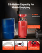 VEVOR 95L Waste Oil Drain Tank, Air Operated Portable Oil Drainer with Adjustable Funnel Height, Industrial Fluid Drain Tank with Wheels, Fluid Fuel Transfer Drainage for Auto Repair Shops, Red