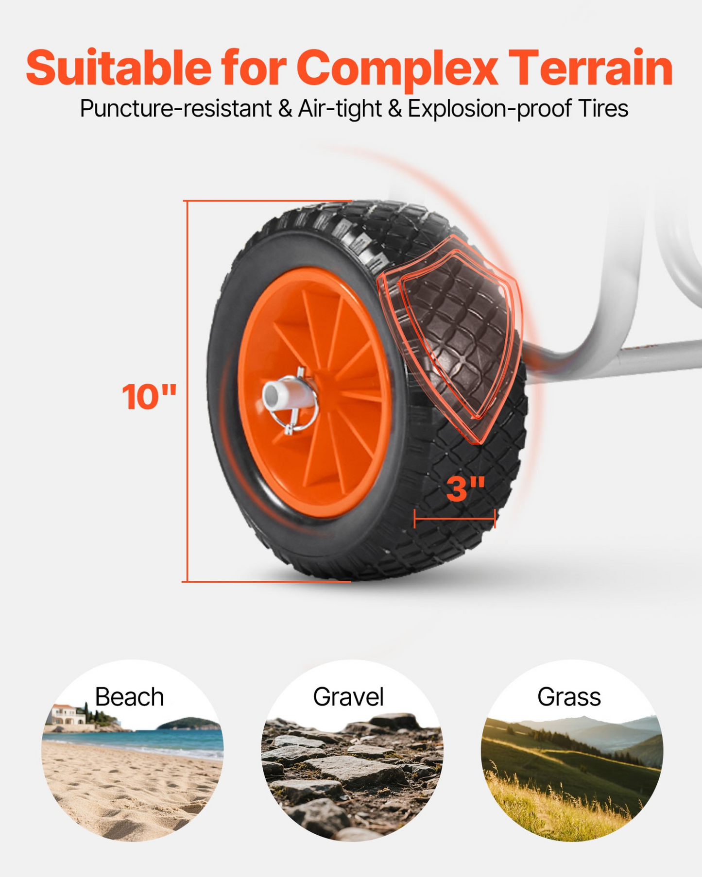 VEVOR Kayak Cart, 68.0 kg Load Capacity, Stand Up Paddle Board Trolley with 25.4 cm Solid Rubber Tires & Kickstands, Paddle Board Carrier with Ratchet Strap for Paddleboard & Surfboard Transport