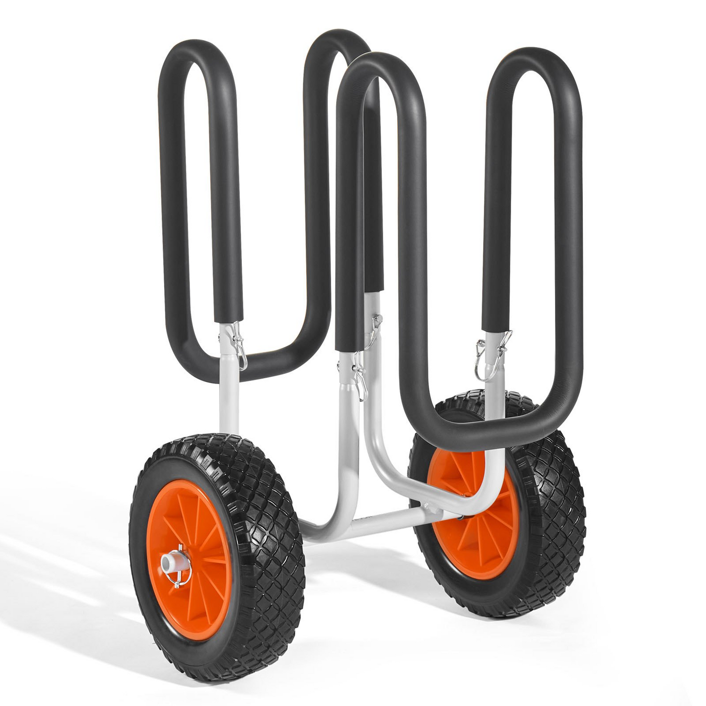 VEVOR Kayak Cart, 68.0 kg Load Capacity, Stand Up Paddle Board Trolley with 25.4 cm Solid Rubber Tires & Kickstands, Paddle Board Carrier with Ratchet Strap for Paddleboard & Surfboard Transport