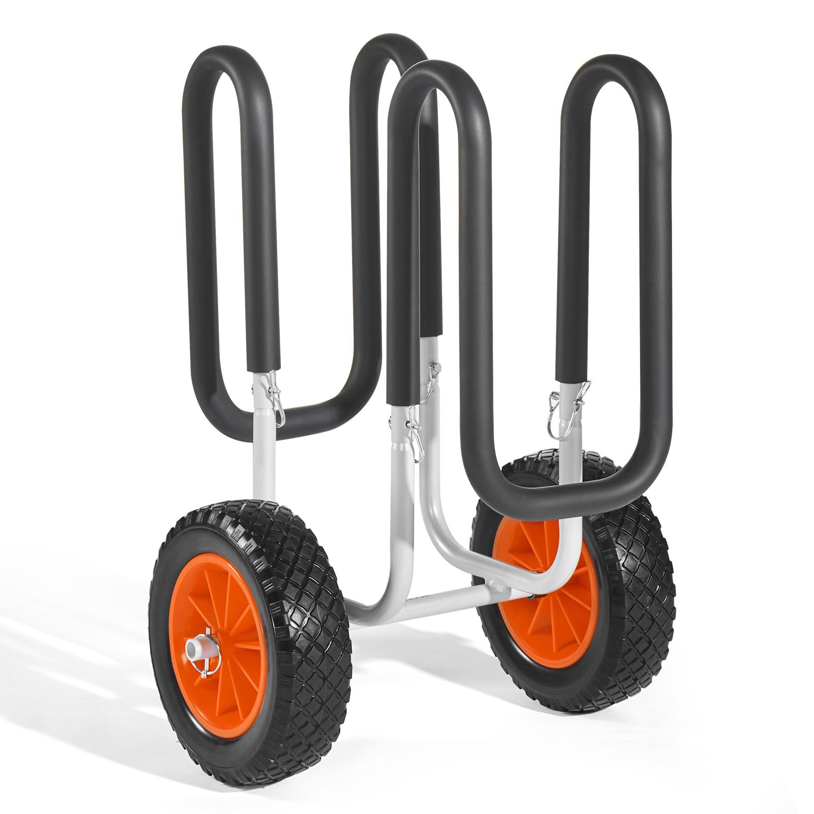 VEVOR Kayak Cart, 68.0 kg Load Capacity, Stand Up Paddle Board Trolley with 25.4 cm Solid Rubber Tires & Kickstands, Paddle Board Carrier with Ratchet Strap for Paddleboard & Surfboard Transport