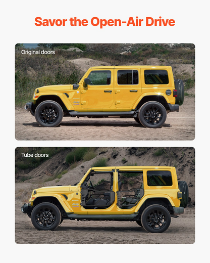 VEVOR Jeep Tube Doors, 4-Door, Adventure Style Jeep Tubular Door with Heavy-Duty Hinges & OE Latch, Jeep Doors with Rubber Pads & Toughened Steel Tube, Fit for 2007-2018 Jeep Wrangler JK