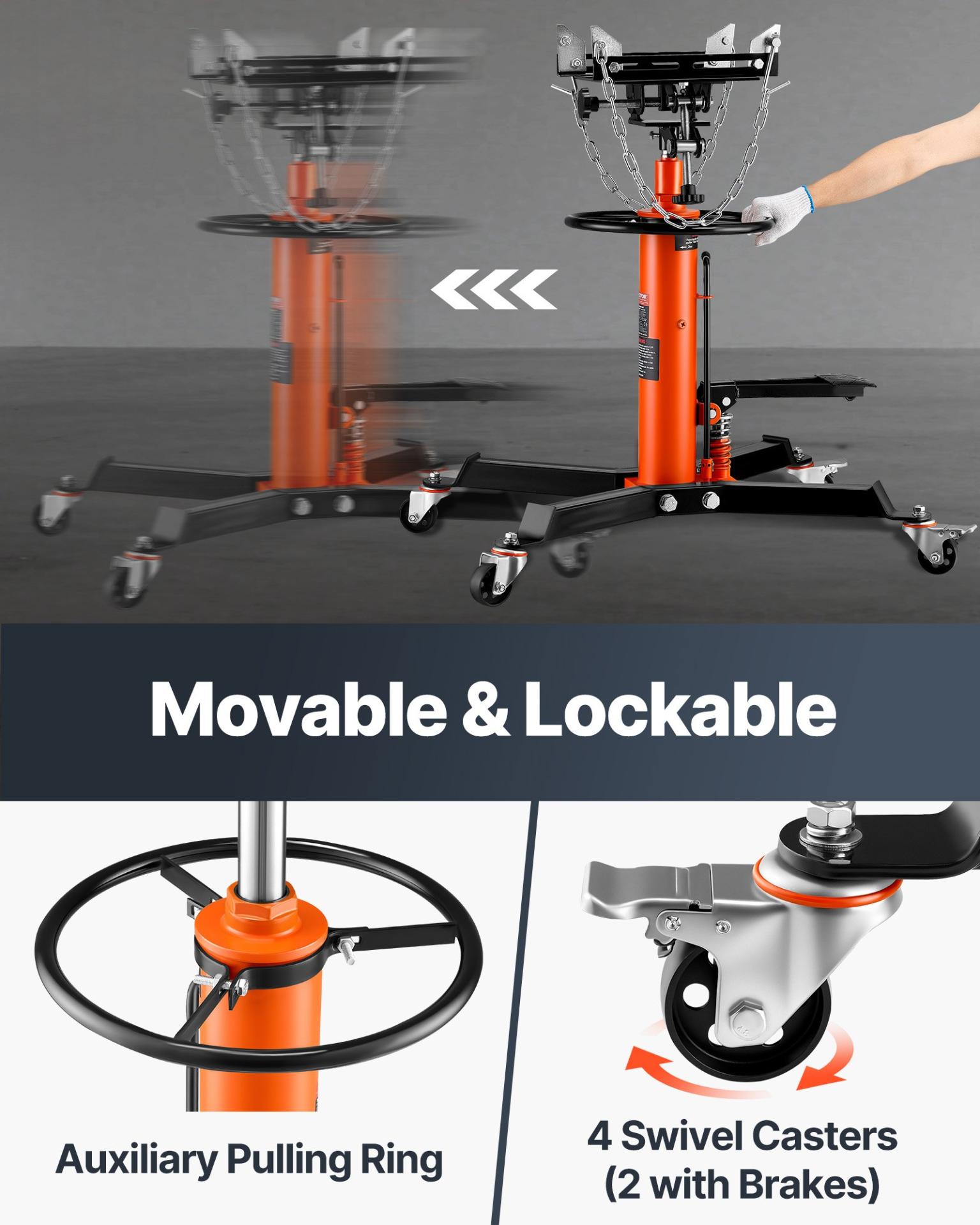VEVOR Transmission Jack 1100 lbs 2-Stage Hydraulic High Lift Vertical Telescopic